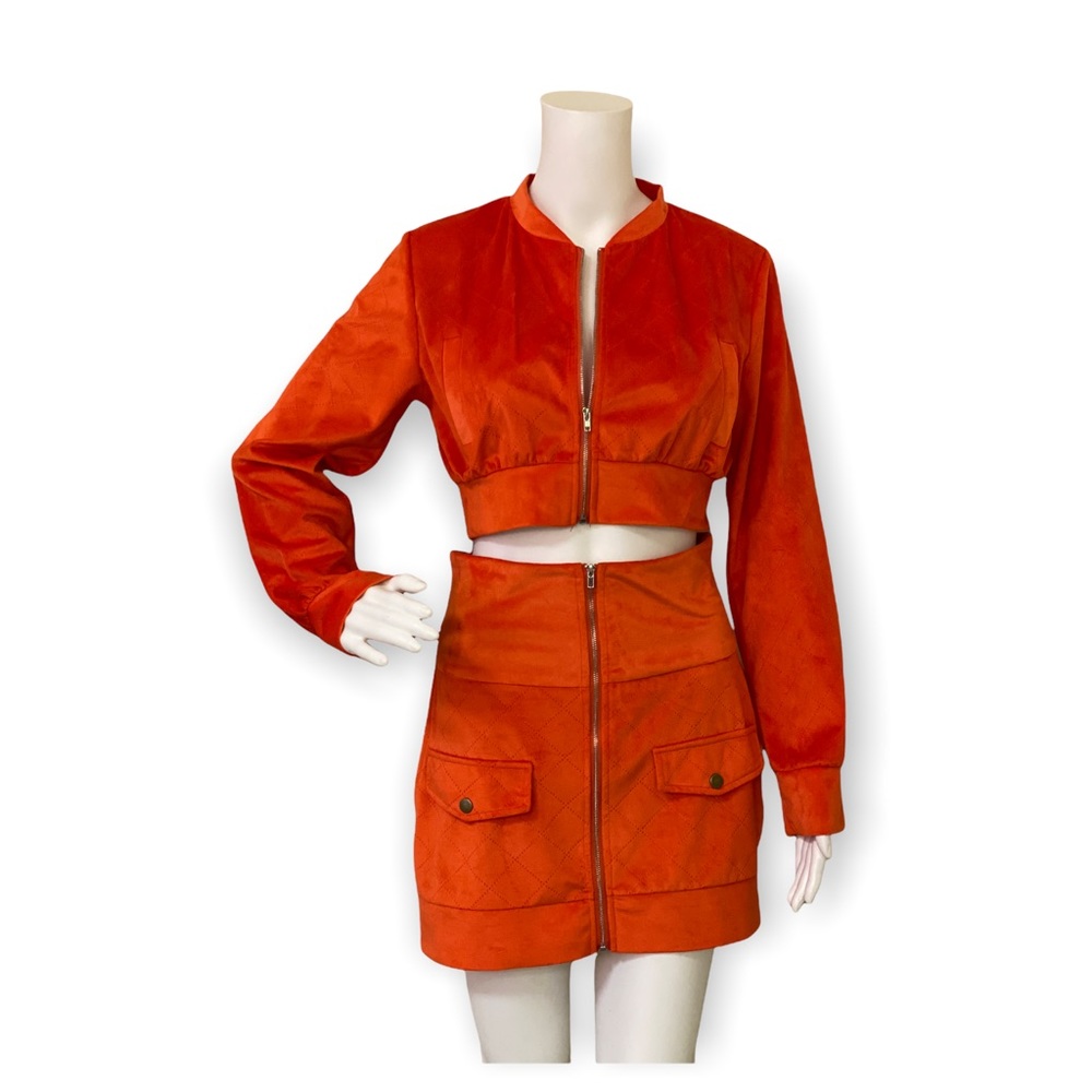 Suede Jacket & Skirt Set